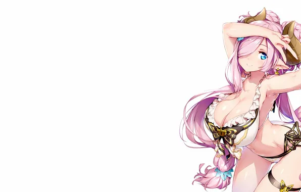 Wallpaper Girl Sexy Ass Cleavage Pink Hair Horns Long Hair Boobs