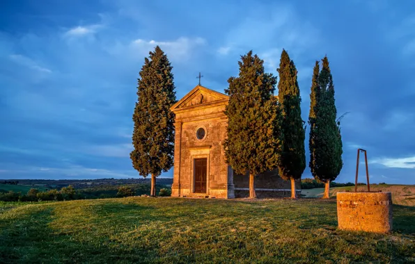 Wallpaper Italy Tuscany Toscana Chapel Of Vitaleta For Mobile And