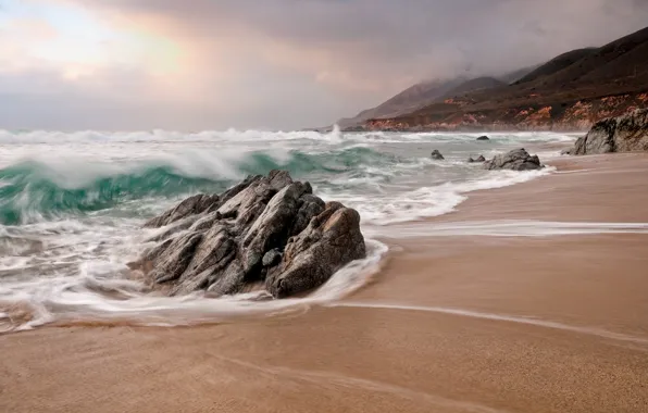 Wallpaper Sea Wave The Sky Clouds Storm Stones Rocks For Mobile