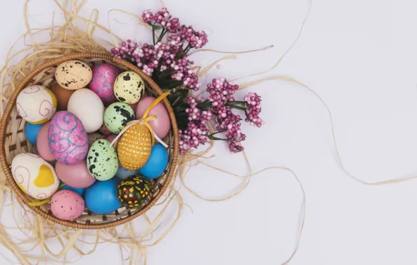 Wallpaper Basket Eggs Easter Hay Holiday Decor For Mobile And