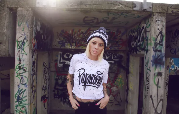 Wallpaper Tattoo Alysha Nett Female Graffiti Hat Girl Blonde