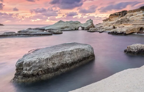 Wallpaper Sky Sea Landscape Nature Sunset Clouds Rocks Horizon