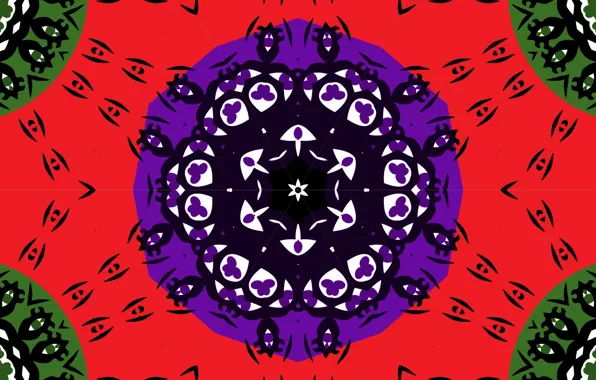 Wallpaper Purple Red Pattern Green Kaleidoscope For Mobile And