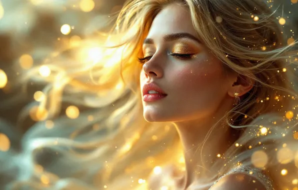 Wallpaper Blonde Bokeh Closed Eyes For Mobile And Desktop Section