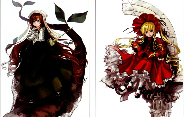 Wallpaper White Background Cap Rozen Maiden Ruffles Different Eyes