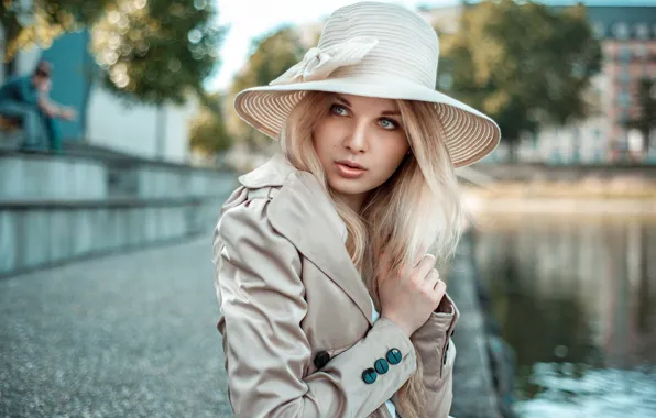 Wallpaper Look Girl Hat Blonde Cloak Lods Franck For Mobile And