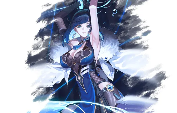 Wallpaper Girl Hot Sexy Blue Anime Short Hair Babe Armpit For