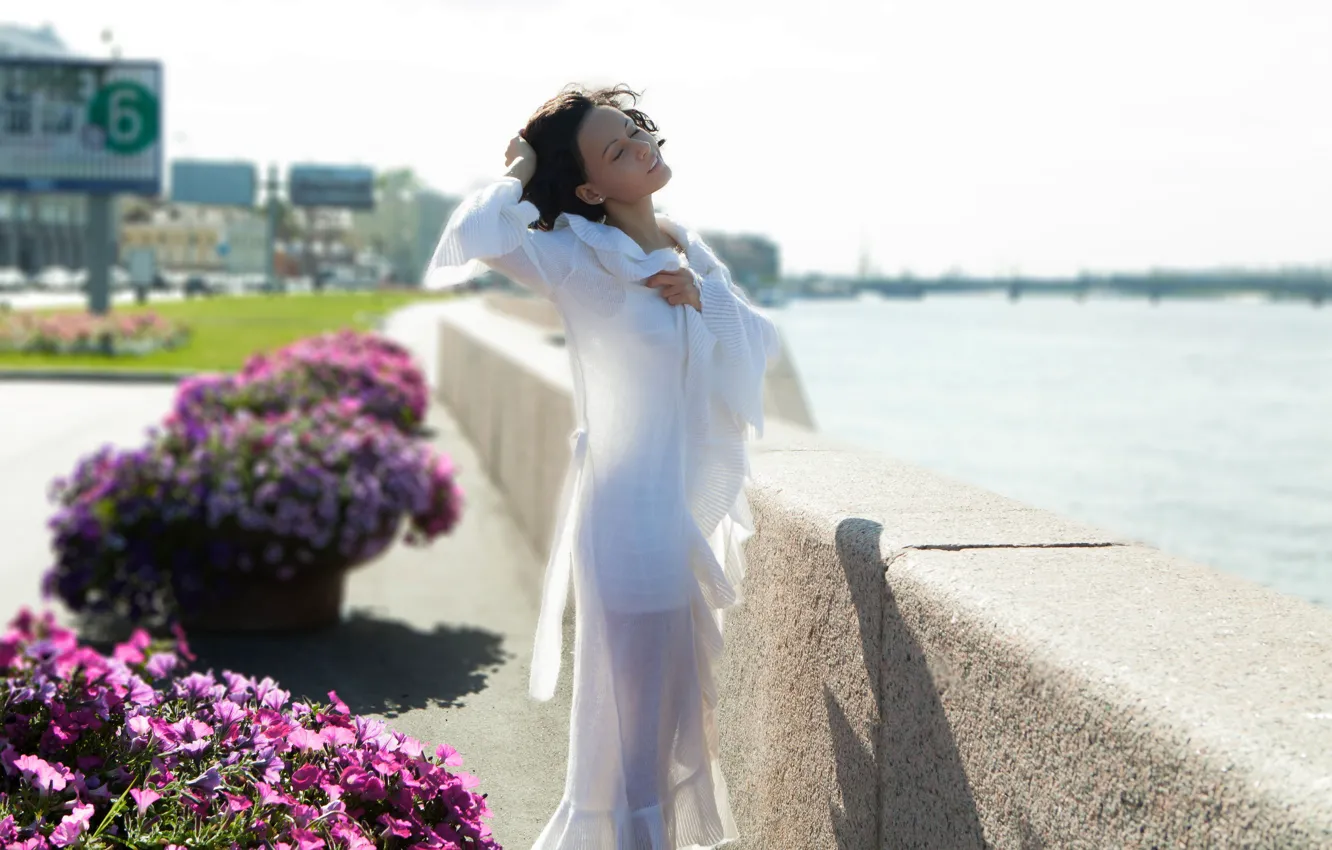 Wallpaper Flowers River Brunette Promenade Bokeh Pammie Lee For Mobile And Desktop Section