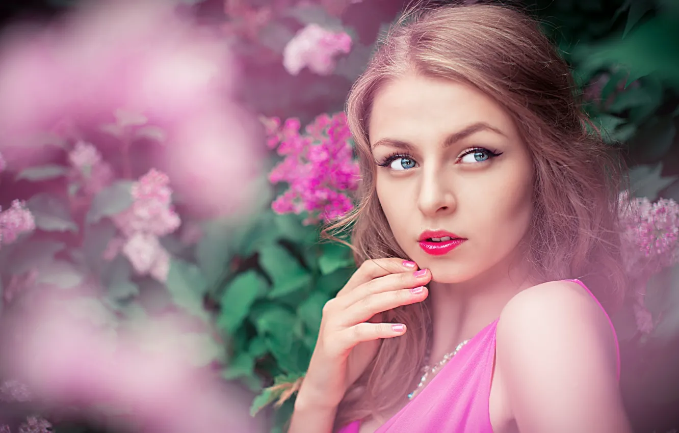 Wallpaper Pink Girl Beautiful Model View Lips Portrait Karina