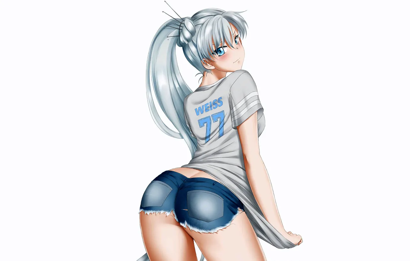 Wallpaper Girl Sexy Ass Shorts Long Hair Anime Blue Eyes