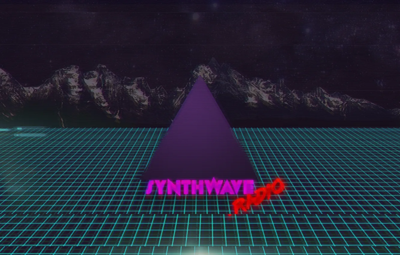 Wallpaper Mountains Music Neon Background Triangle Synthpop VHS