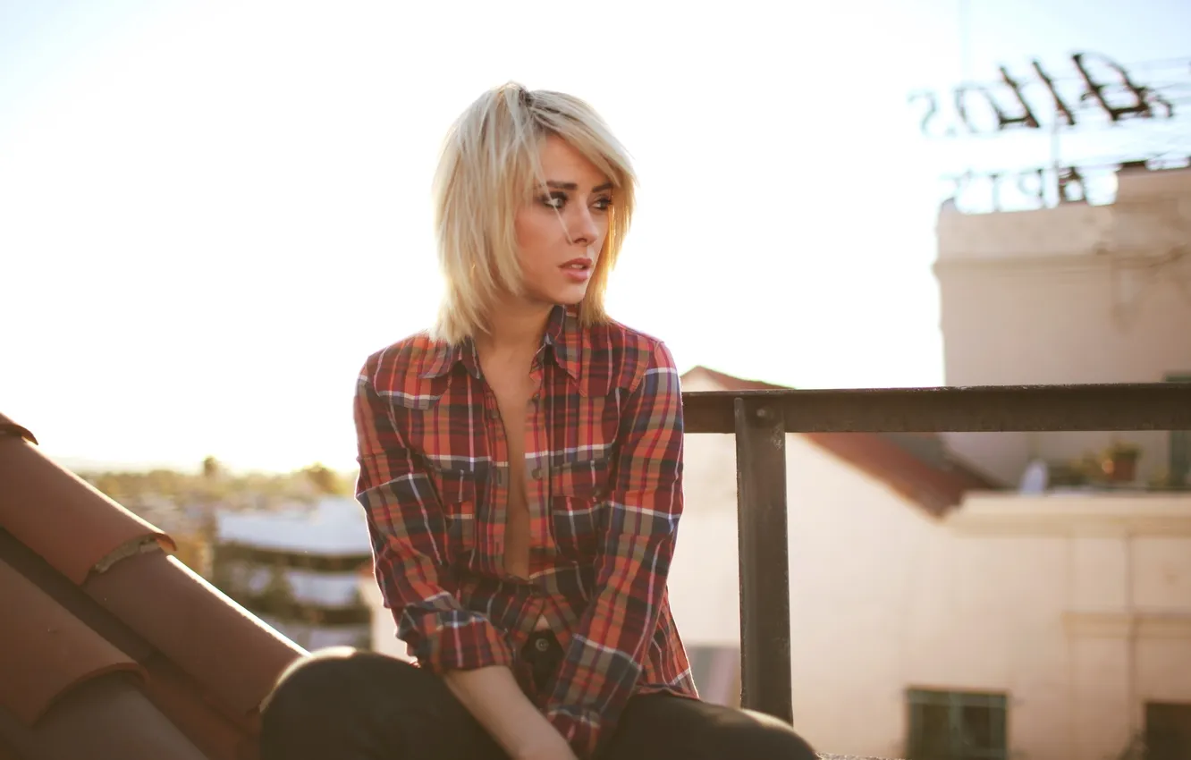 Wallpaper Look Girl Model Blonde Shirt Alysha Nett For Mobile And