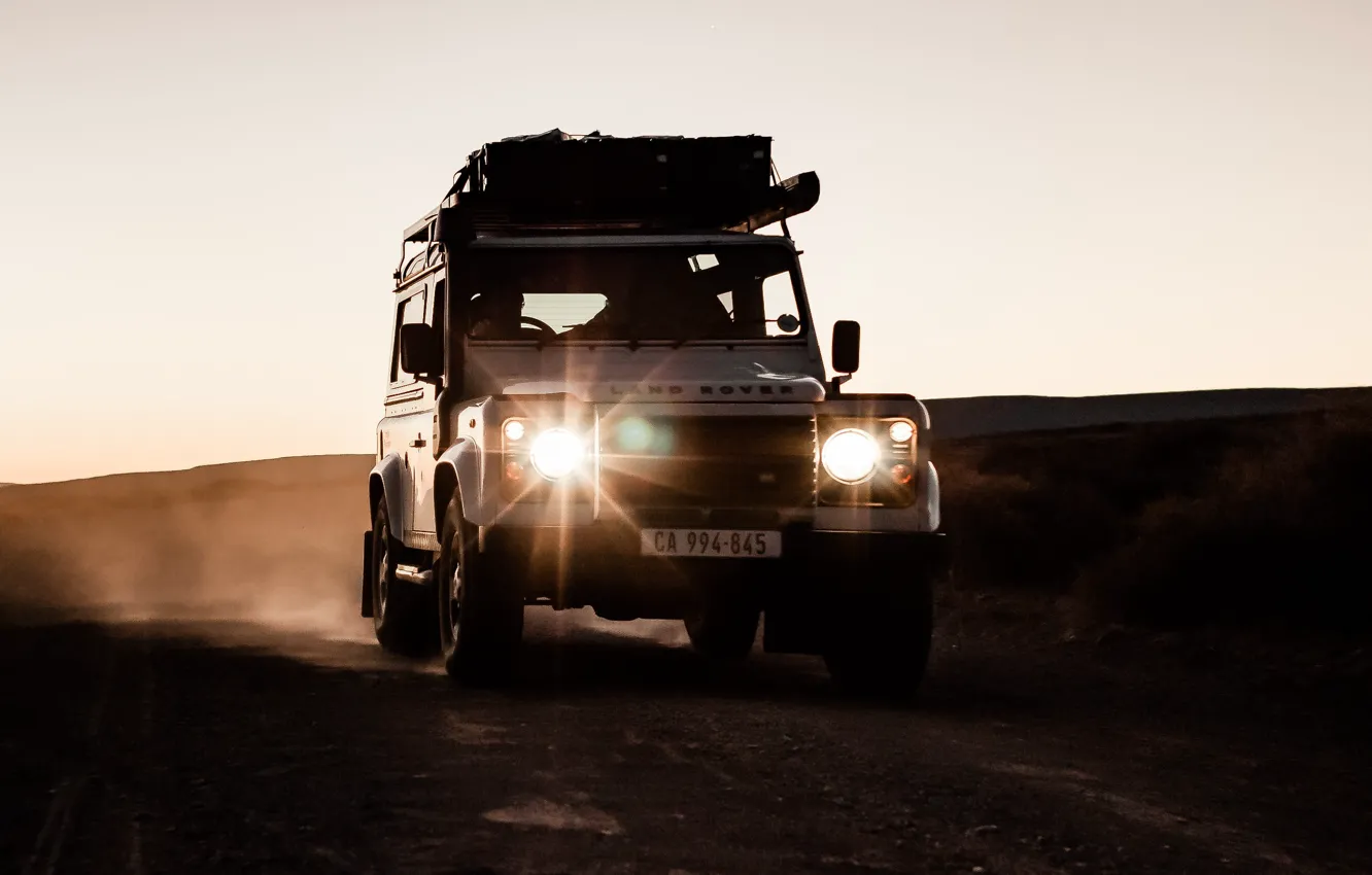 Wallpaper Land Rover Lights Defender Desert Offroad For Mobile And