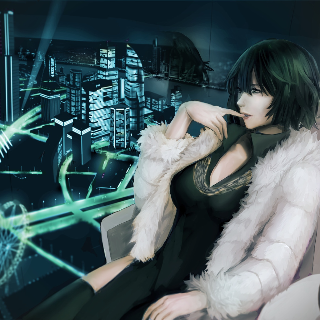 Download wallpaper girl, the city, anime, art, fubuki, one punch man,  section other in resolution 1024x1024