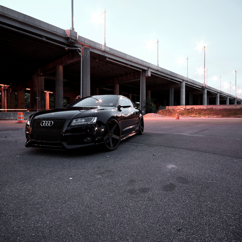 Download wallpaper Audi, The evening, Black, Bridge, Lights, RS5 ...