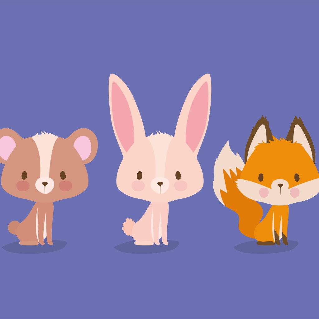 Download wallpaper Rabbit, Fox, Bear, Fox, Art, Three, Bear, Rabbit ...