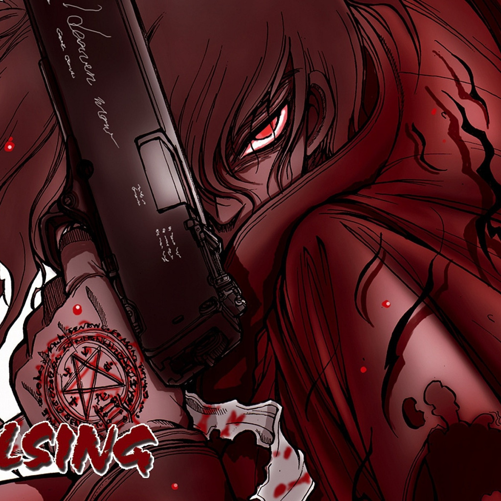 Download wallpaper look, gun, hair, <b>Hellsing</b>, <b>Helsing</b>, section shonen in re...