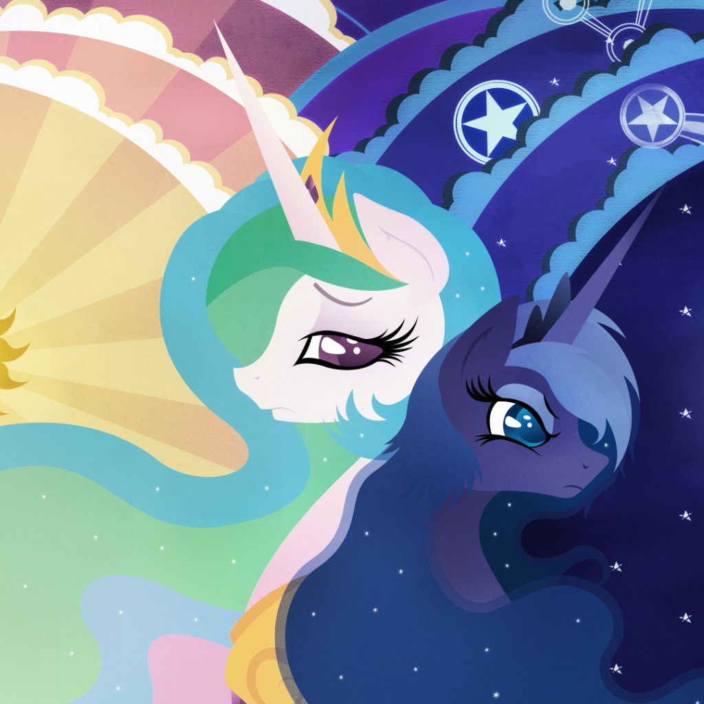 Download wallpaper my little pony, pony, mlp, princess luna, princess  celestia, section films in resolution 1024x1024