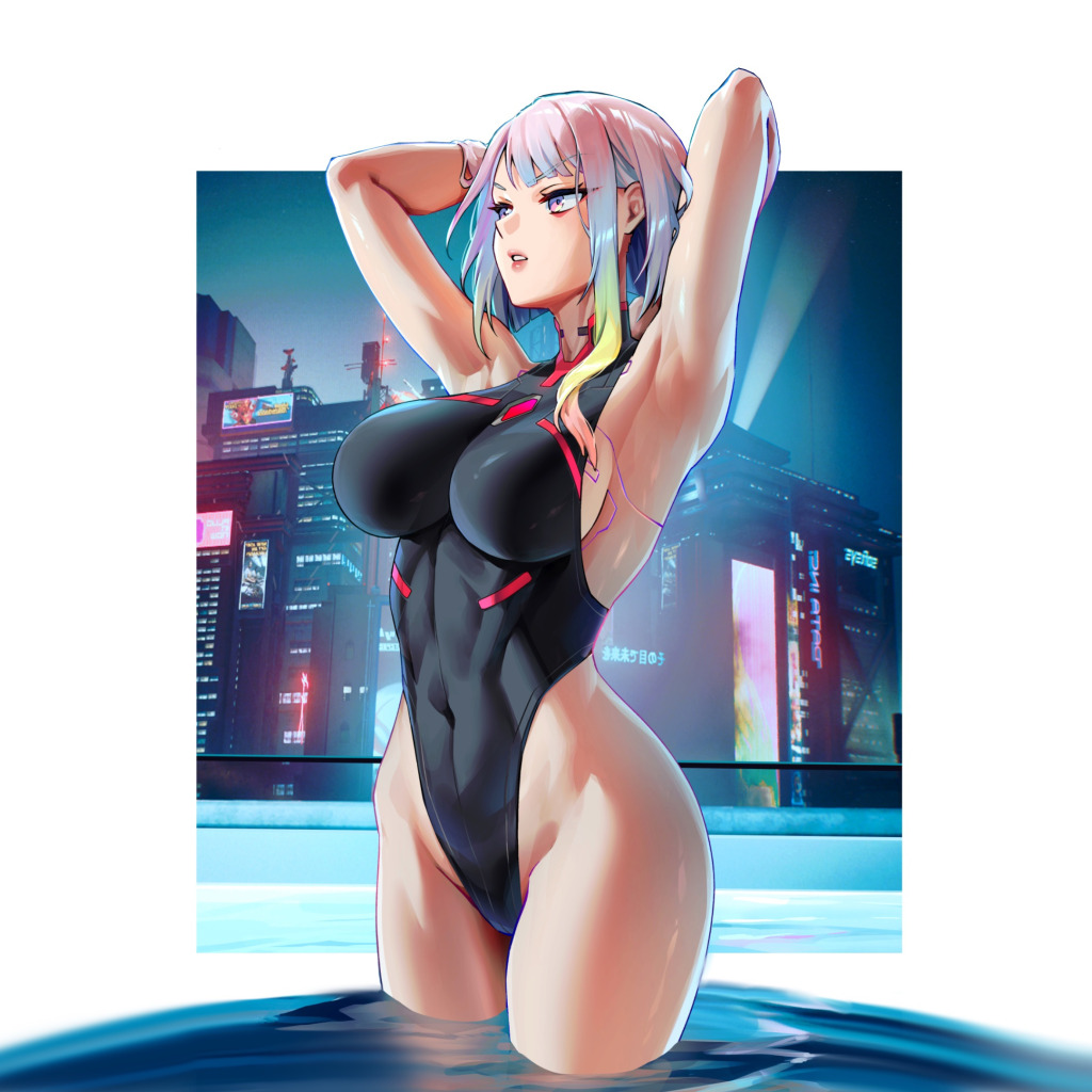 Download wallpaper girl, hot, sexy, anime, pretty, cyberpunk, babe, lucy,  section shonen in resolution 1024x1024