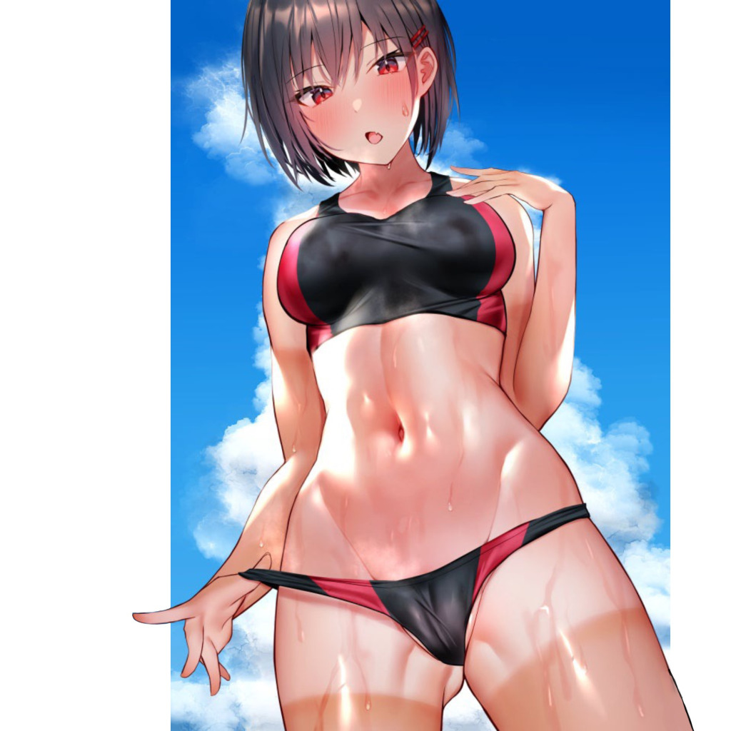 Download wallpaper dark, girl, sexy, pantsu, wet, Anime, panties, boobs,  section seinen in resolution 1024x1024