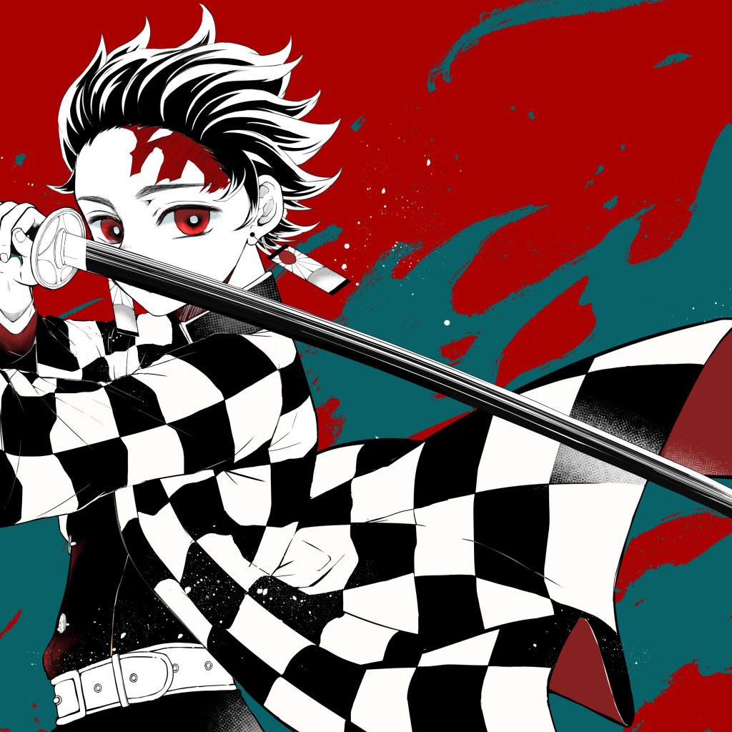 Download wallpaper sword, guy, Demon Slayer Kimetsu no Yaiba, section  shonen in resolution 1024x1024