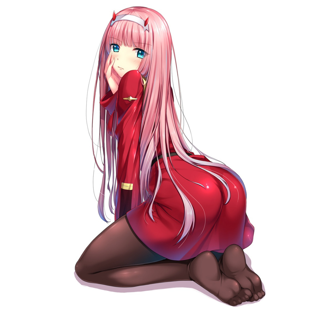 Download wallpaper ass, look, girl, anime, art, sitting, horns, 002,  section shonen in resolution 1024x1024