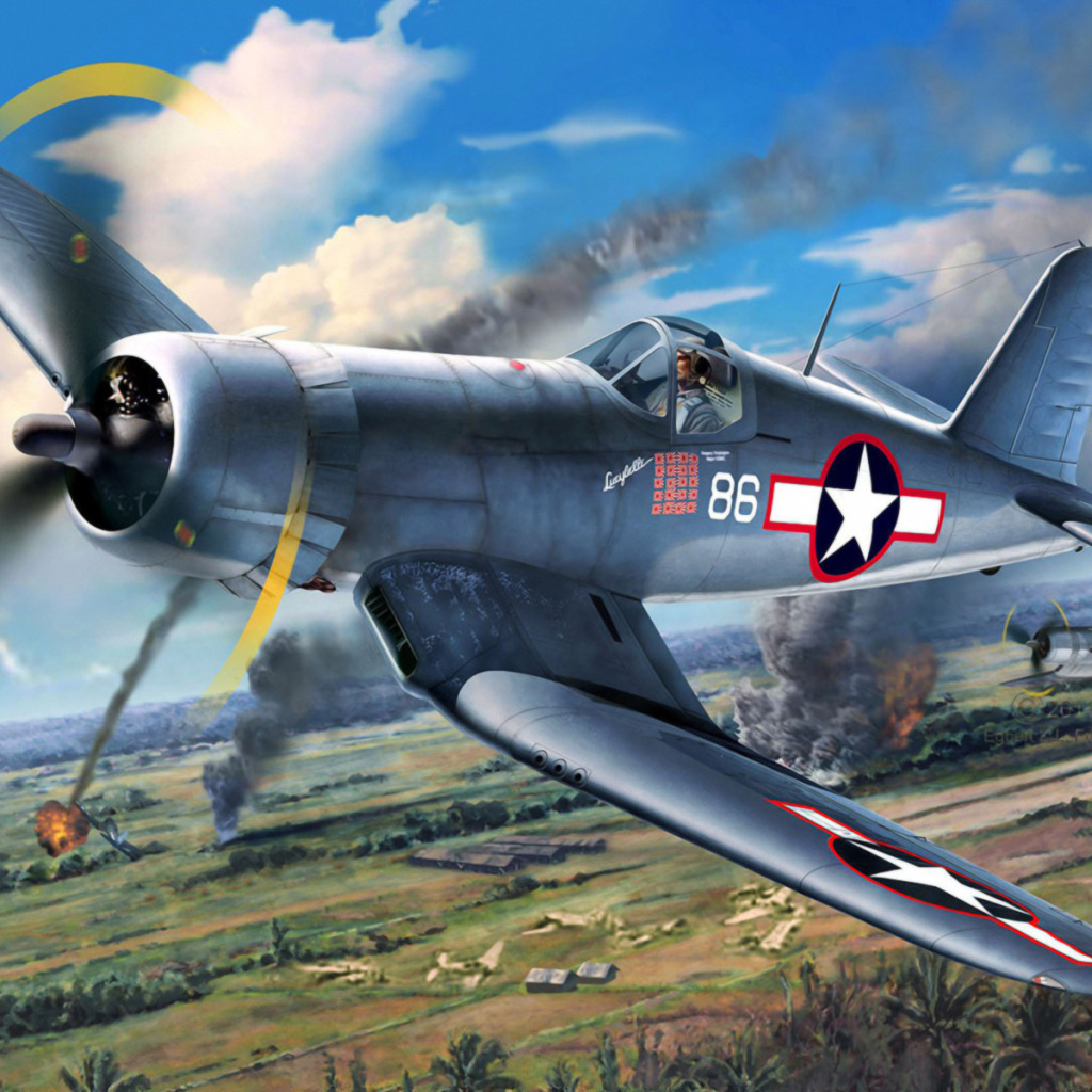 Download Wallpaper War Art Airplane Painting Aviation Ww2 Vought F4u Corsair Section