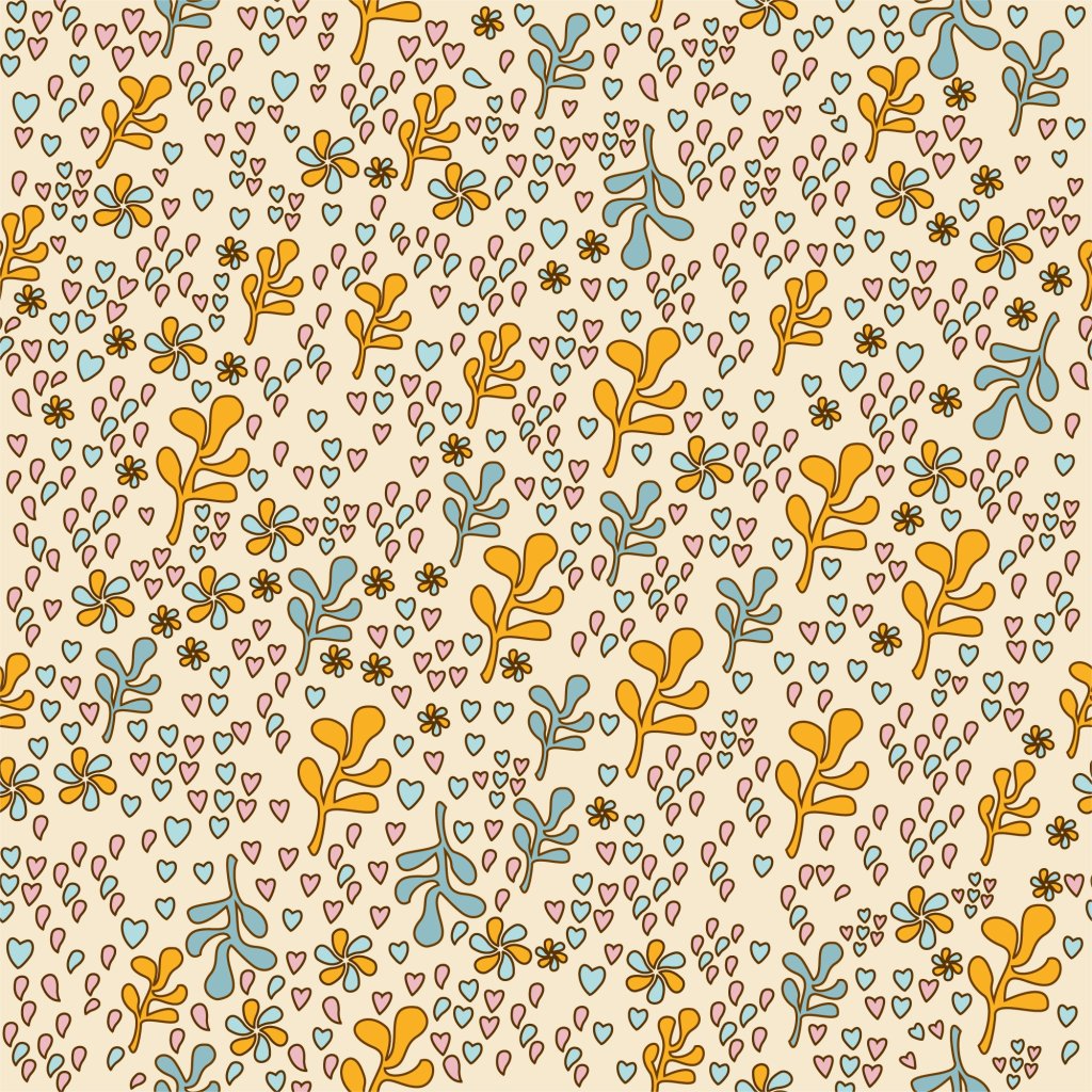 Download wallpaper background, hearts, flowers, pattern, branches ...