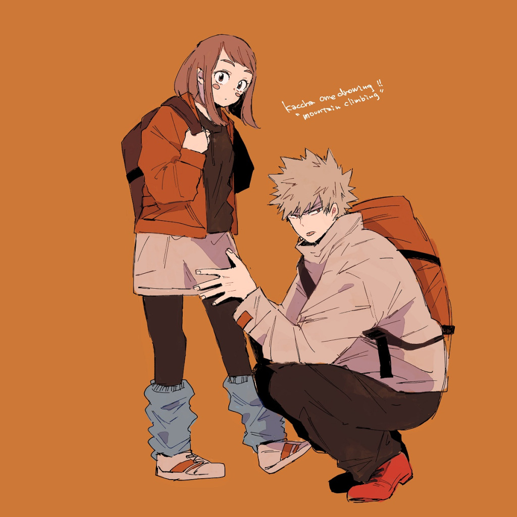 Download wallpaper Fanart, Boku no Hero Academy, Pixiv, My Hero Academia, Uraraka  Ochako, Fanart From Pixiv, Bakugou Katsuki, Kacchako, section shonen in  resolution 1024x1024