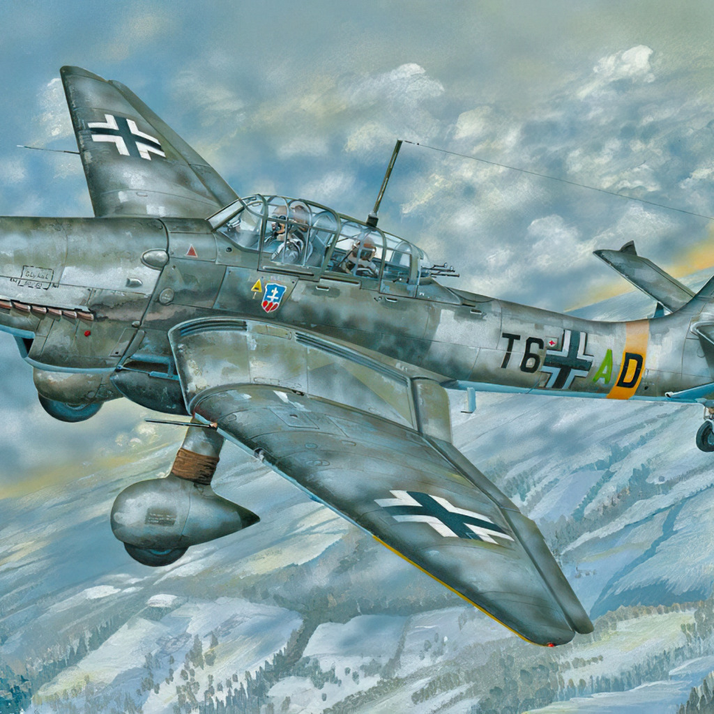 Download wallpaper aviation, ww2, airplane, art, JU-87 Stuka, war ...