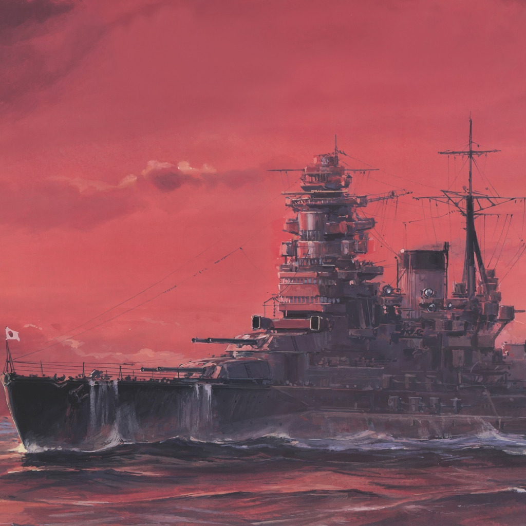 Download wallpaper Navy, ship, art, WW2, Japanese, Nagato, military ...