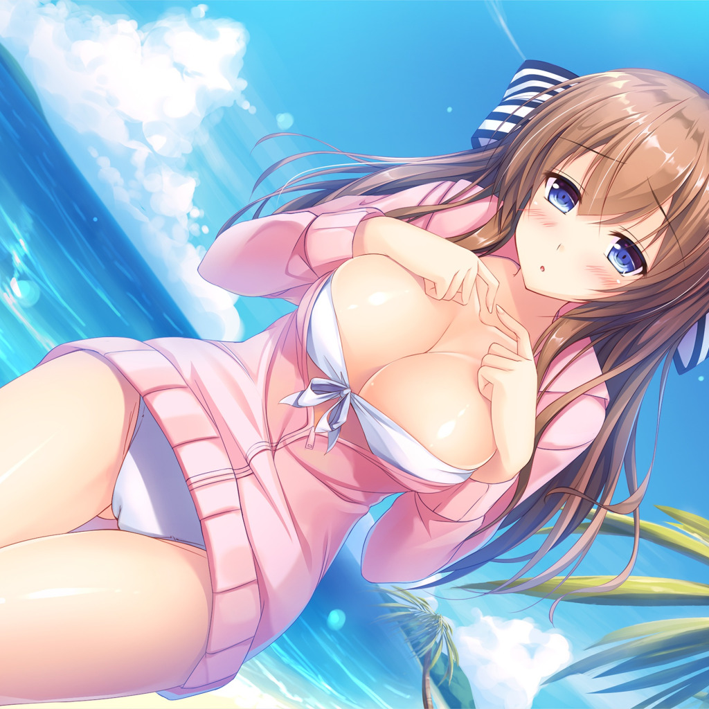 Download wallpaper girl, sexy, lingerie, bra, panties, brown hair, boobs,  anime, section seinen in resolution 1024x1024