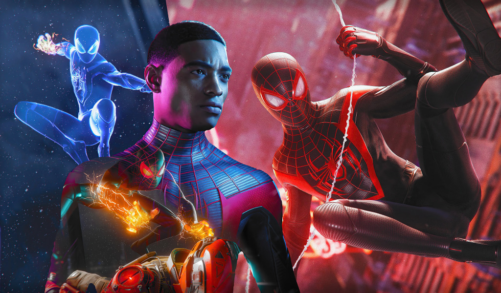 Download wallpaper collage, guy, Spider-Man, Miles Morales, Marvel's ...