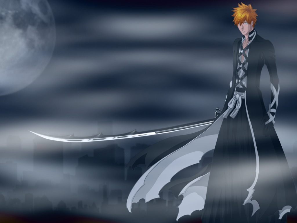 Download wallpaper anime, bleach, Ichigo Kurosaki, bankai, section shonen  in resolution 1024x768