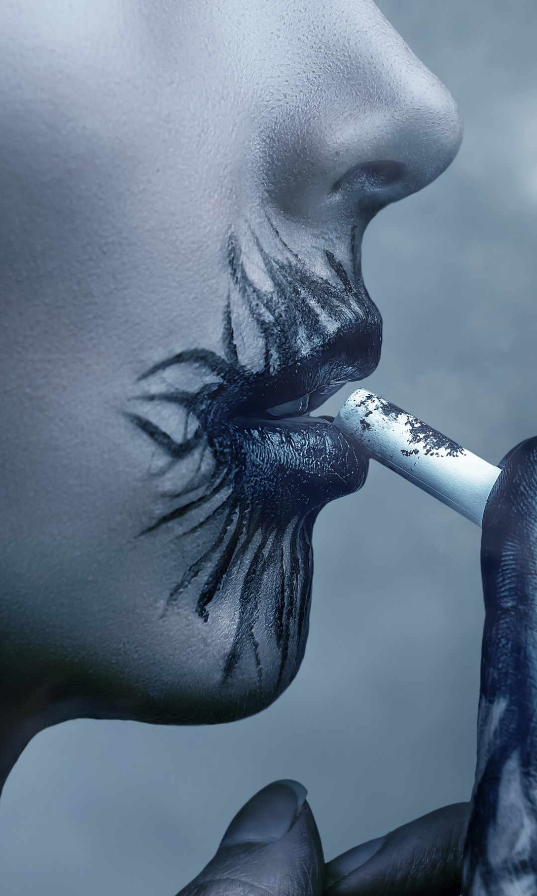 Download wallpaper poison, lips, cigarette smoke, section rendering in ...