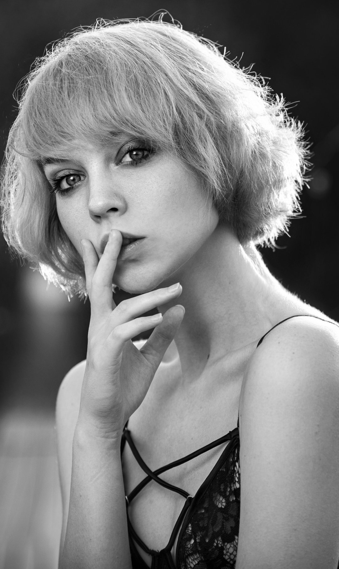 Download wallpaper portrait, monochrome, Olya, Olga Pushkina, Evgeny ...