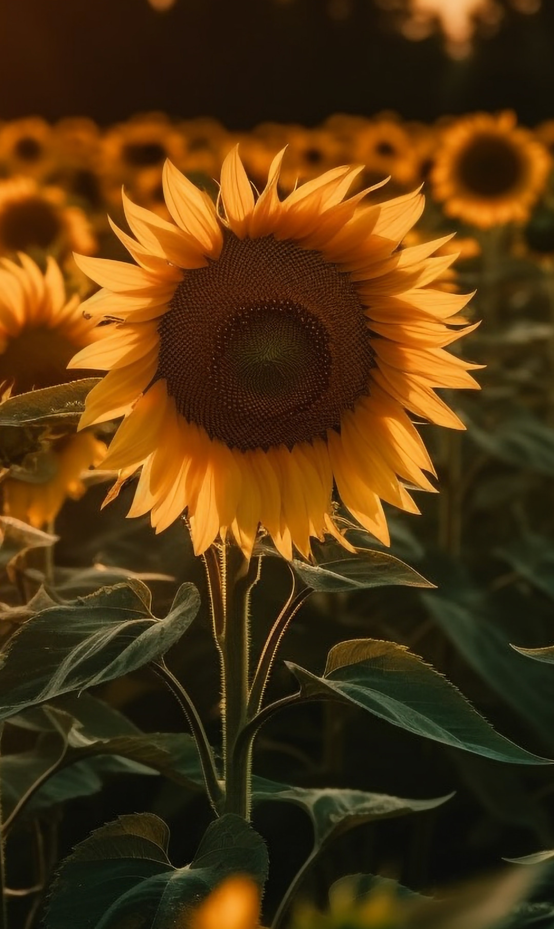 Download wallpaper field, summer, the sky, light, sunflowers, sunset ...