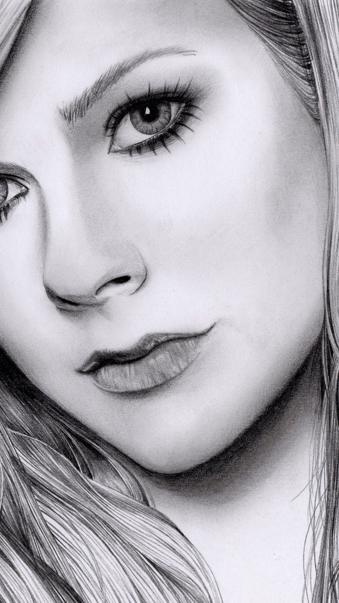 Download wallpaper figure, portrait, pencil, Avril Lavigne, section ...