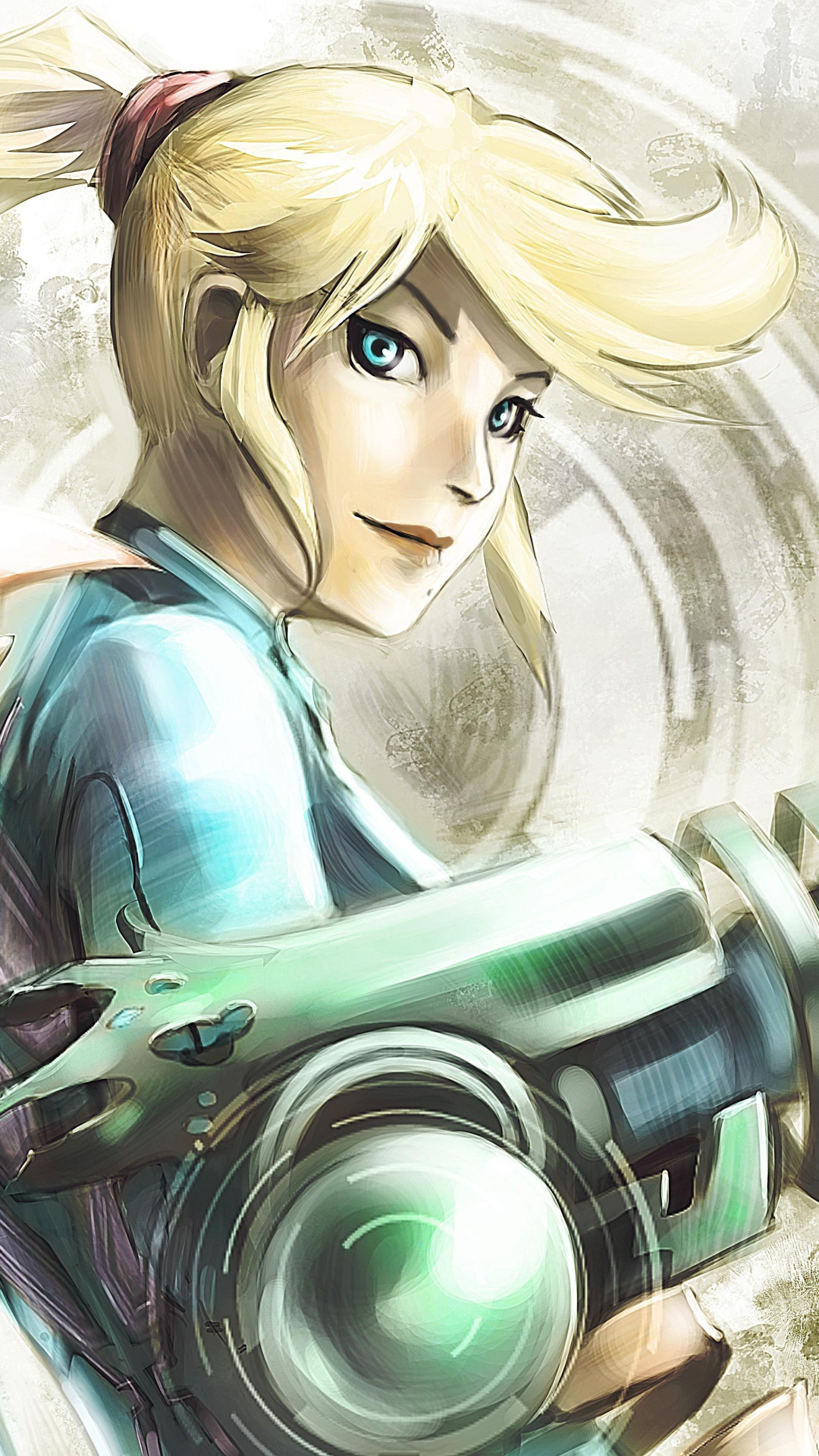 Download wallpaper girl, weapons, art, ponytail, Metroid, Samus ...