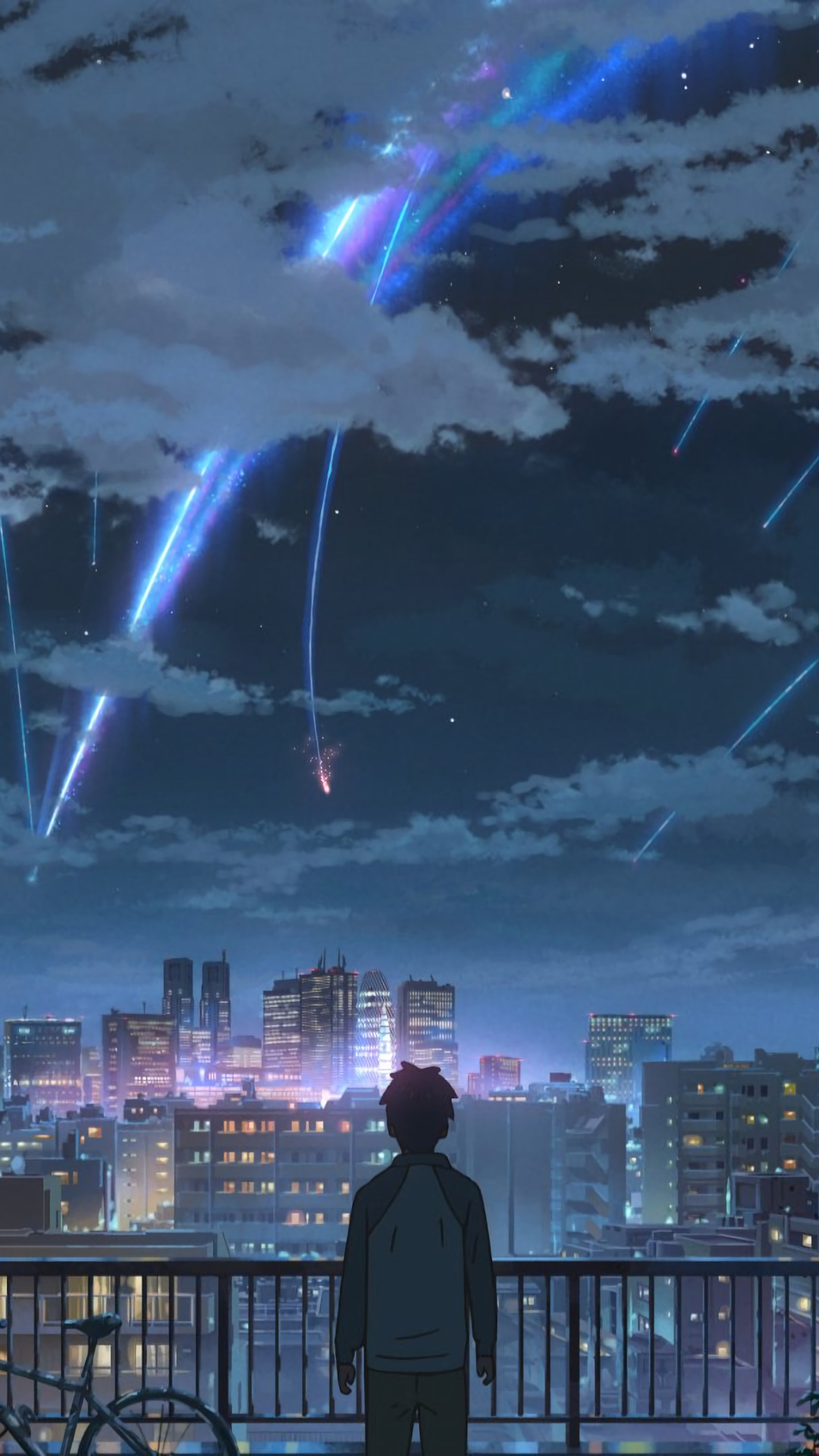 Download wallpaper roof, the sky, night, the city, Makoto Xingkai, Kimi ...