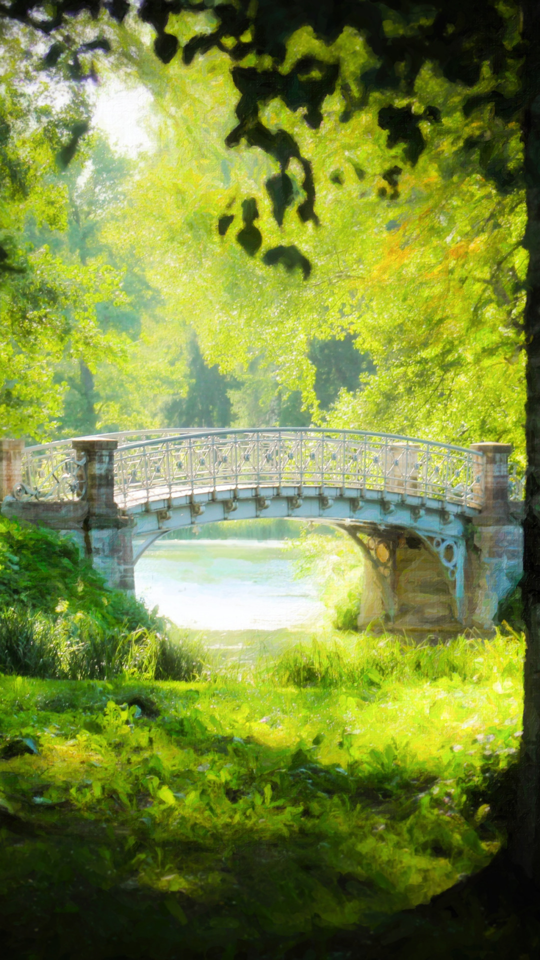 Download wallpaper forest, summer, bridge, nature, figure, beauty, tale ...