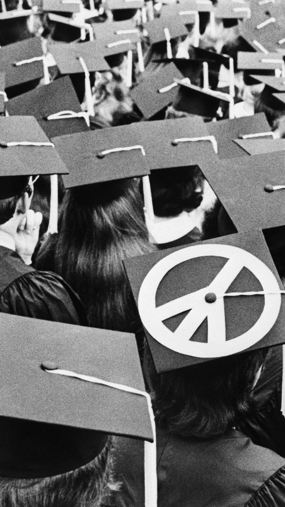 Download wallpaper Graduation, Black and White, College, Peace Symbol ...