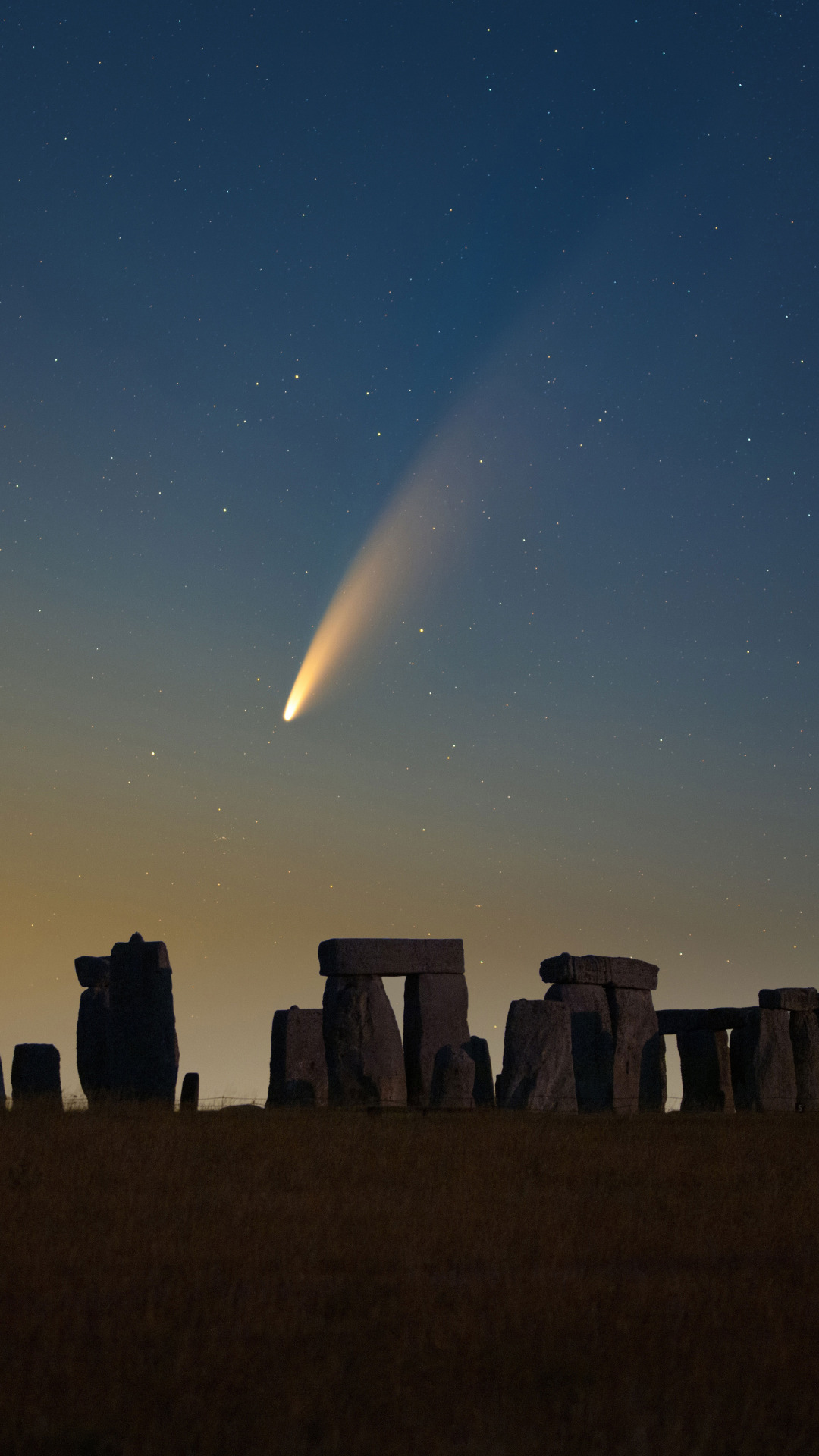 Download Wallpaper The Sky, Stars, Comet, Stonehenge, Sky, Stars ...