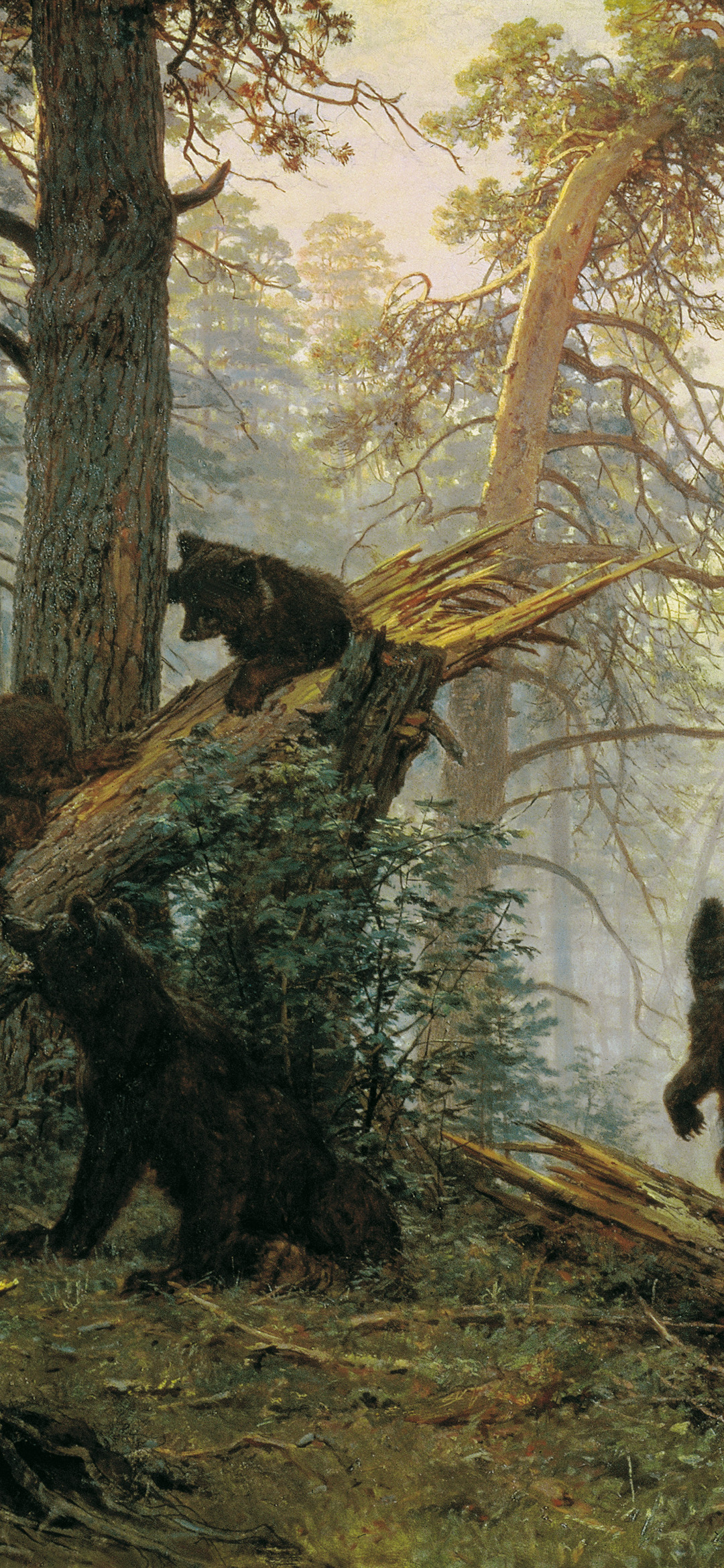 Download wallpaper forest, bears, Ivan Ivanovich Shishkin, Morning in a ...