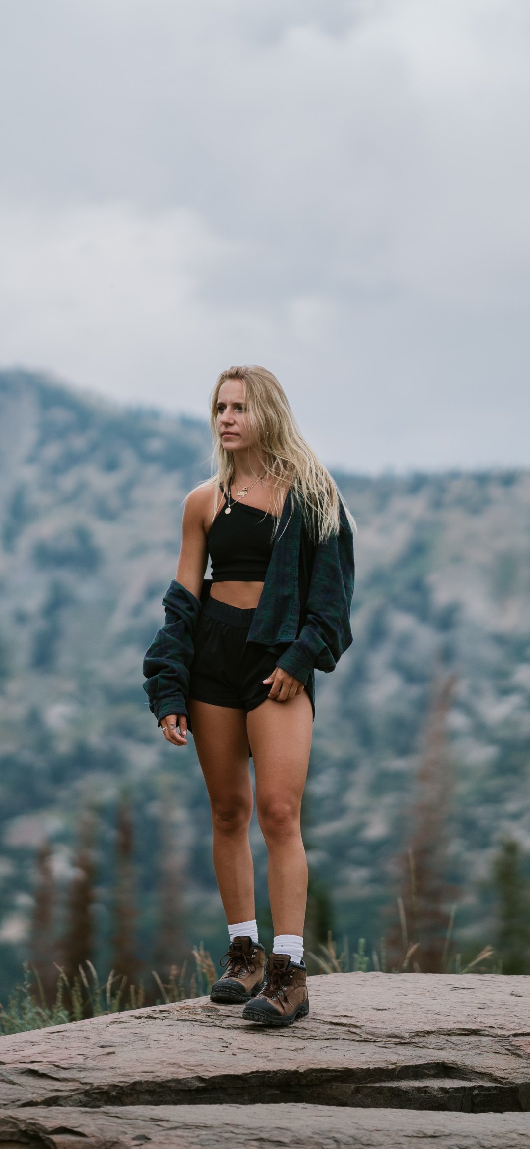 Download wallpaper Girl, Nature, Rock, Wood, Landscape, Mountain, Women ...