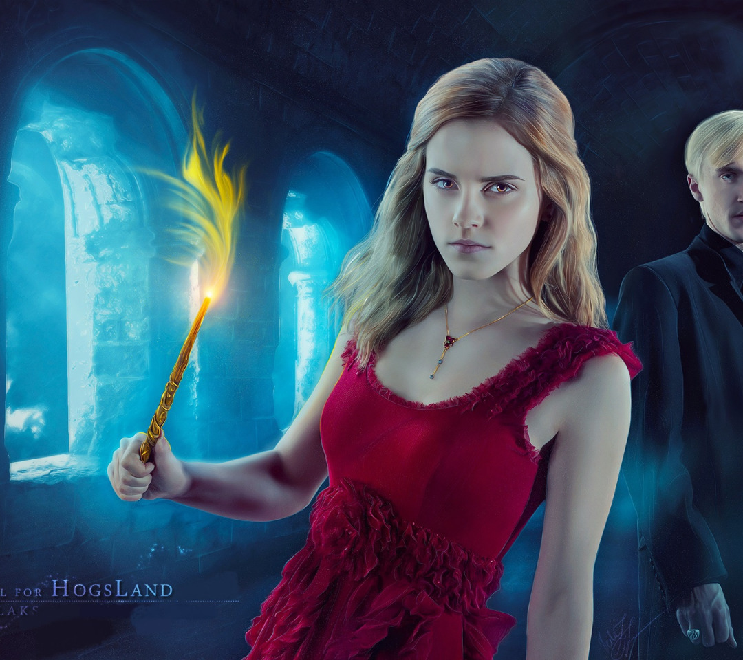 Download wallpaper magic, Harry Potter, wand, Hermione Granger, Draco Malfoy,  section films in resolution 1080x960