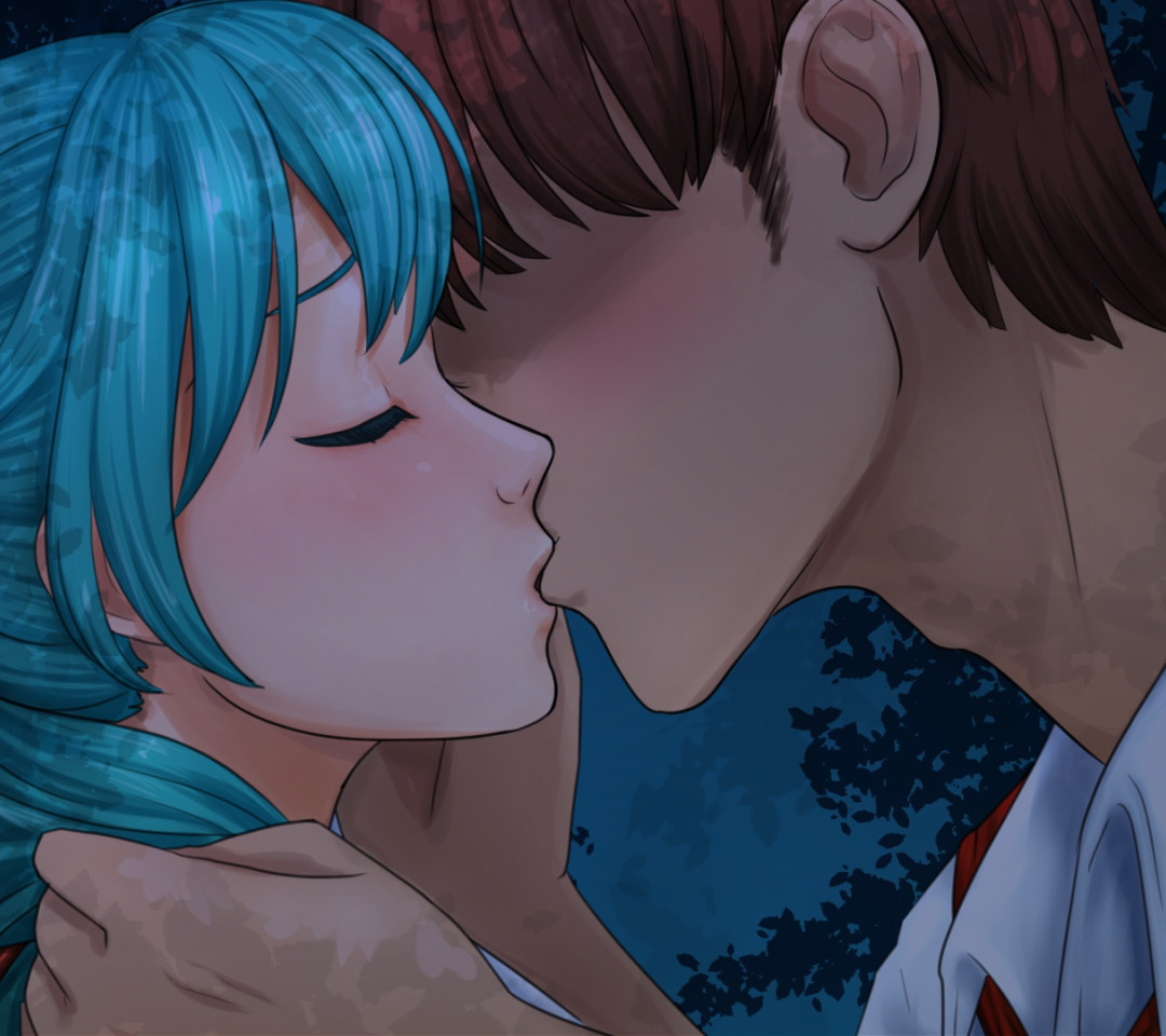 <b>girl</b>, romance, kiss, art, pair, guy, two, Vocaloid.