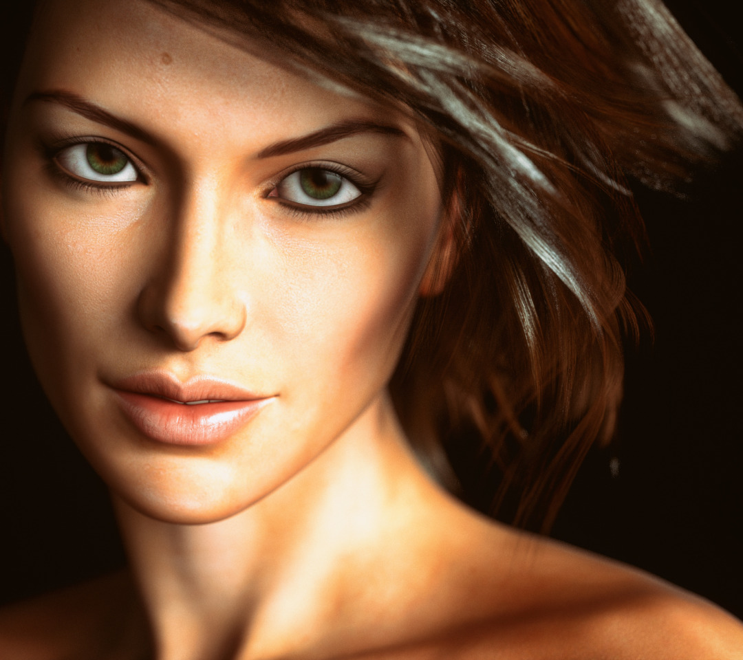 Download wallpaper look, girl, face, rendering, beauty, section ...