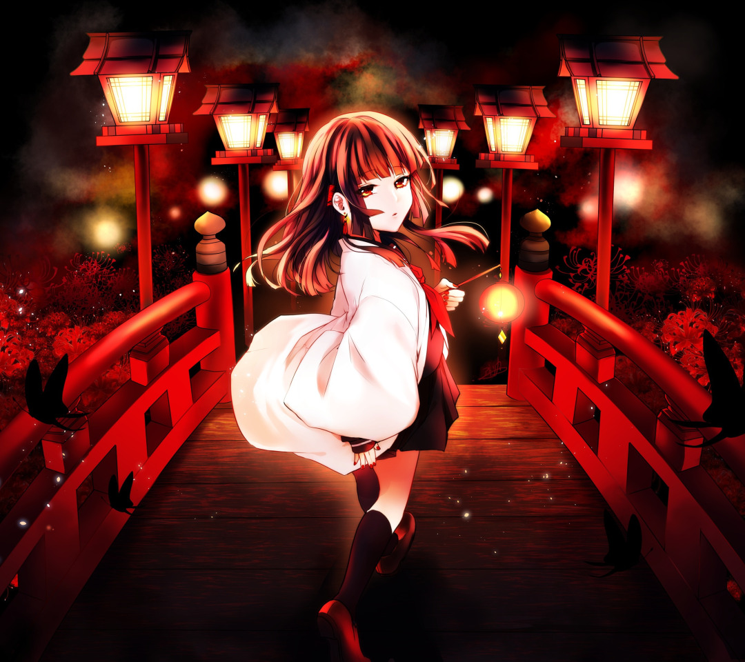 Аниме ночь фото Download wallpaper girl, night, anime, lights, section art in resolution 1080x96