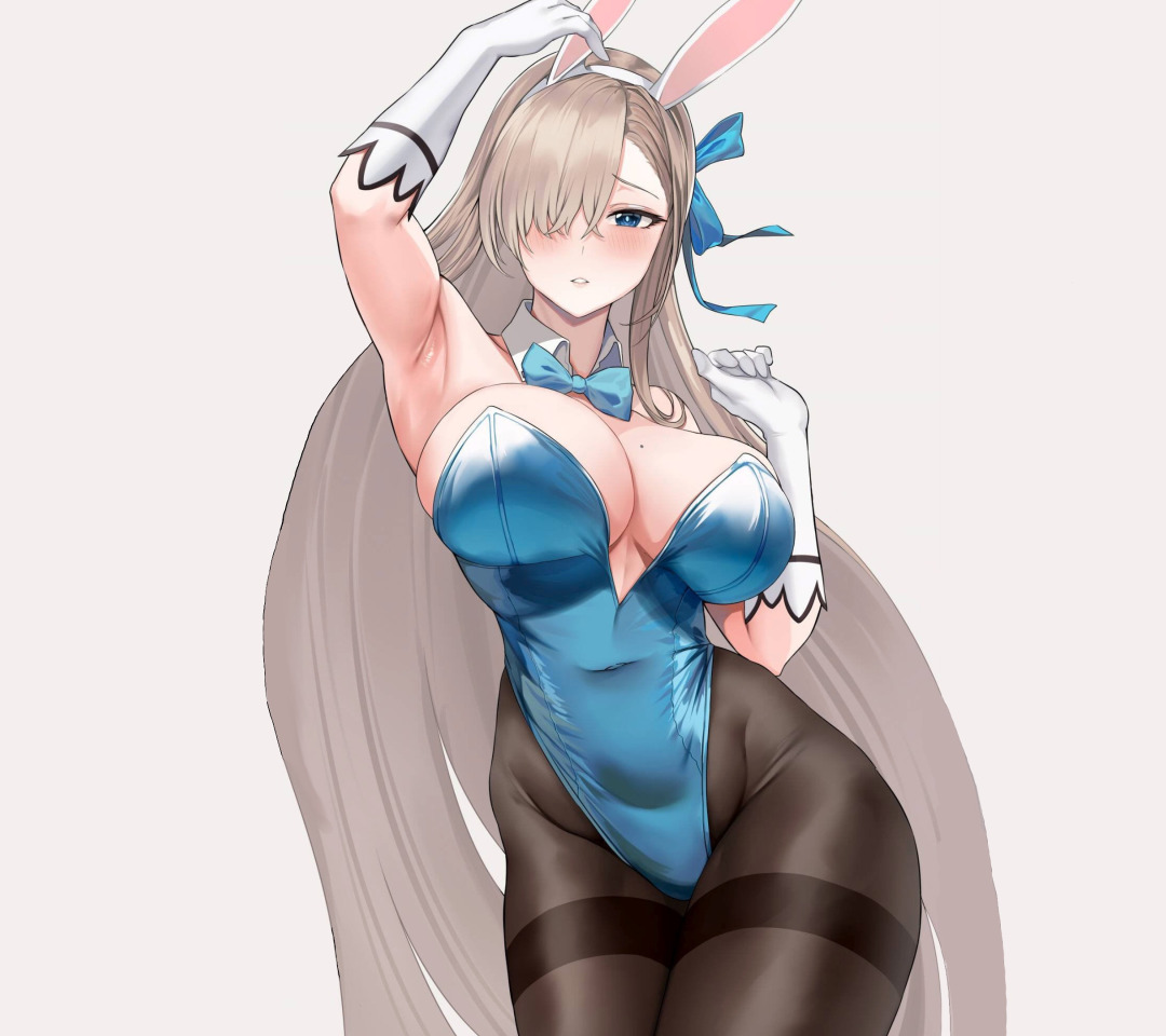 Download wallpaper girl, hot, sexy, boobs, blue, anime, pretty, breasts,  section seinen in resolution 1080x960